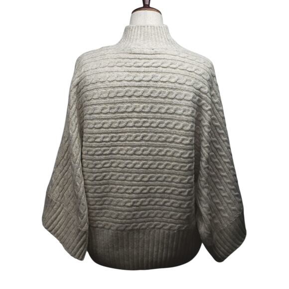Marc New York Oatmeal Cable Knit Sweater 3X Plus Size Kimono Mock Neck - Picture 3 of 10
